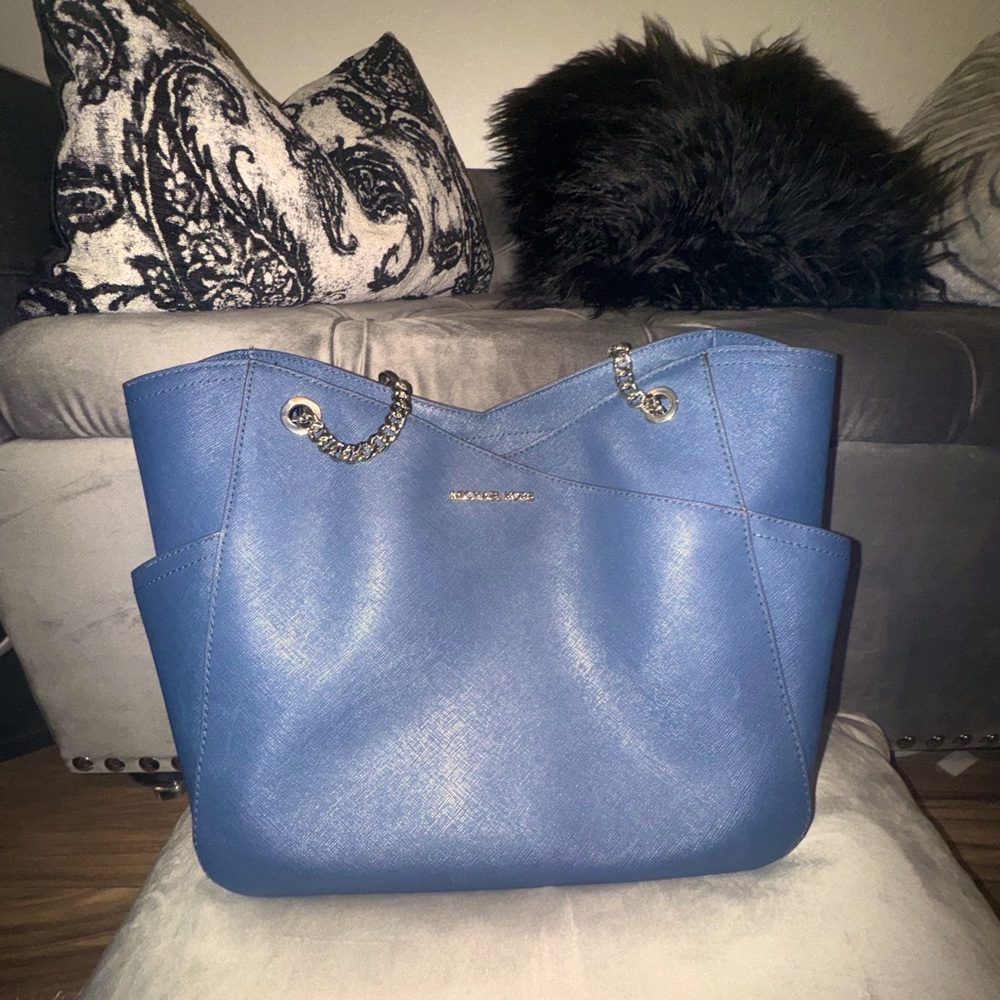 Michael Kors Jet Set Travel Women's Large Saffiano Leather Tote Bag - Navy - Picture 1 of 2